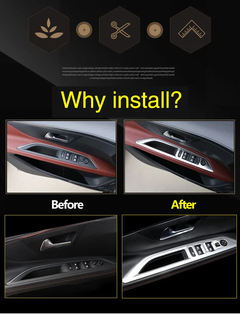 Für Peugeot 3008 5008 GT 2017 2018 2019 2020 2021 2022 2023 Zubehör Auto Tür Fenster Glas Lift Schalter taste Abdeckung – Detail 3