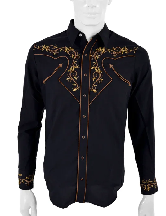 

Large size Pellis patterned casual long sleeved lapel men's western shirt