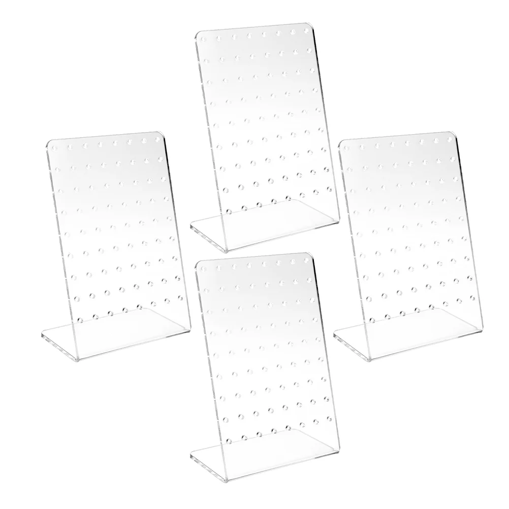 

4pcs Acrylic Earring Holder Jewelry Display Stand Kids Paper Storage ganizer 72 Holes High Transparency Compact