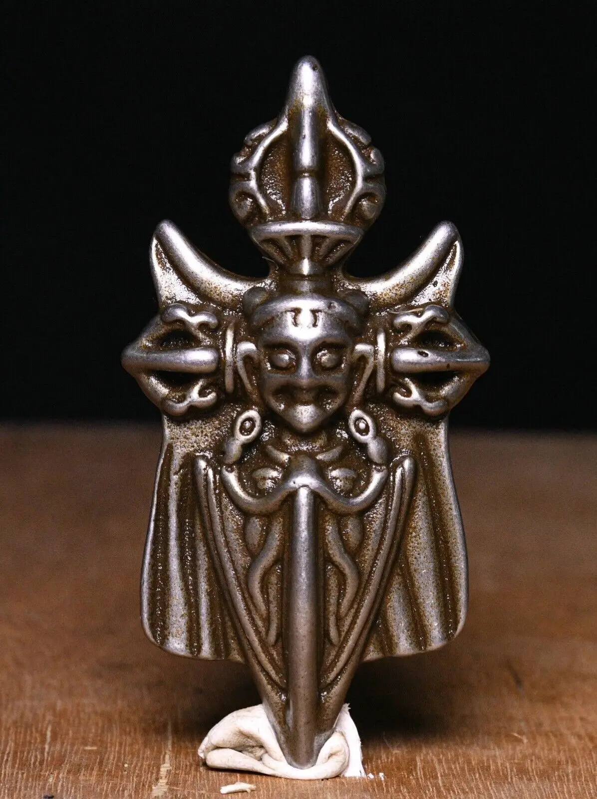 

8CM Old Tibet Tibetan iron Mahakala Buddha Phurba Holder Statue