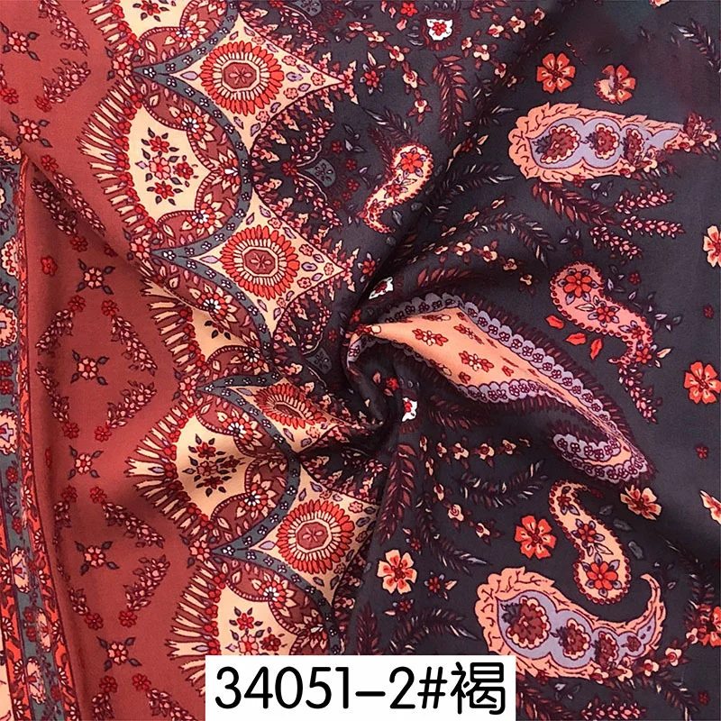 1 meter X 1.45meter Ancient cashew flower Floral Viscose Fabric Soft Rayon Sewing Material