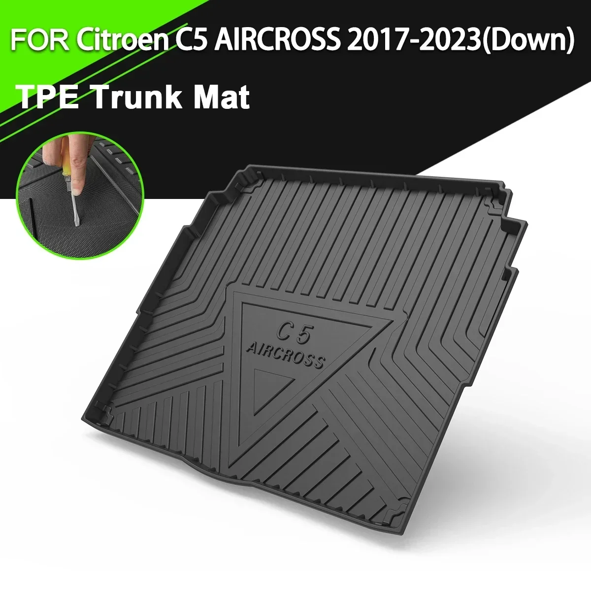 

For Citroen C5 Aircross 2017-2023(Down) Car Rear Trunk Cover Mat TPE Waterproof Non-Slip Rubber Cargo Liner Accessories