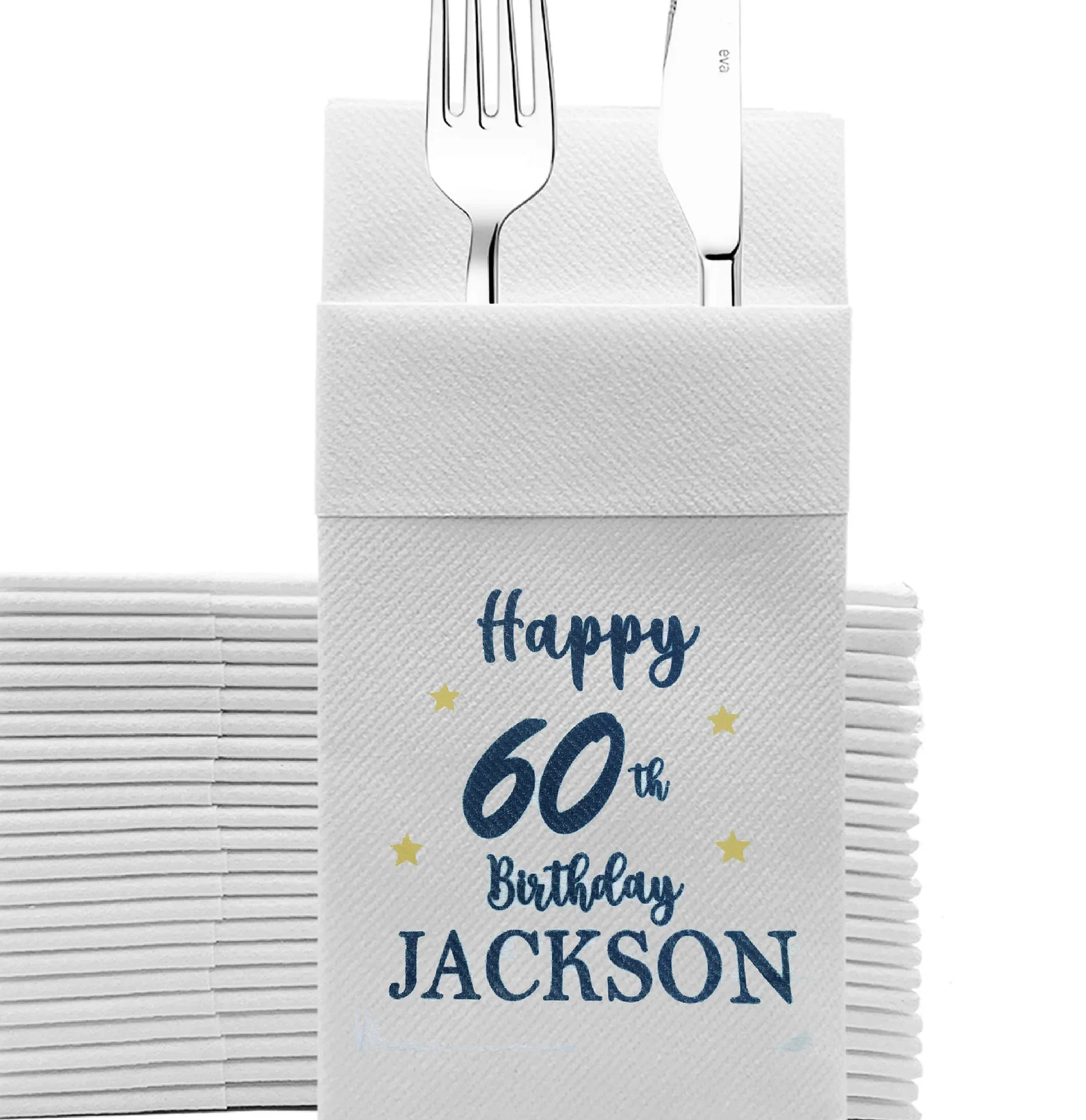 

50pcs Happy Birthday Personalized Napkin, Perfect Size Handmade Disposable, Pocket wedding napkins for reception or Events