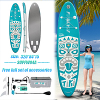 FunWater SUPFW04A 10.5' Inflatable Tiki Paddle Board Blue 320cm with Complete Accessories - Premium Non-Slip Deck, Adjustable Paddle, High-Pressure Pump, Backpack Carry Bag for Adult Beach Water Sports