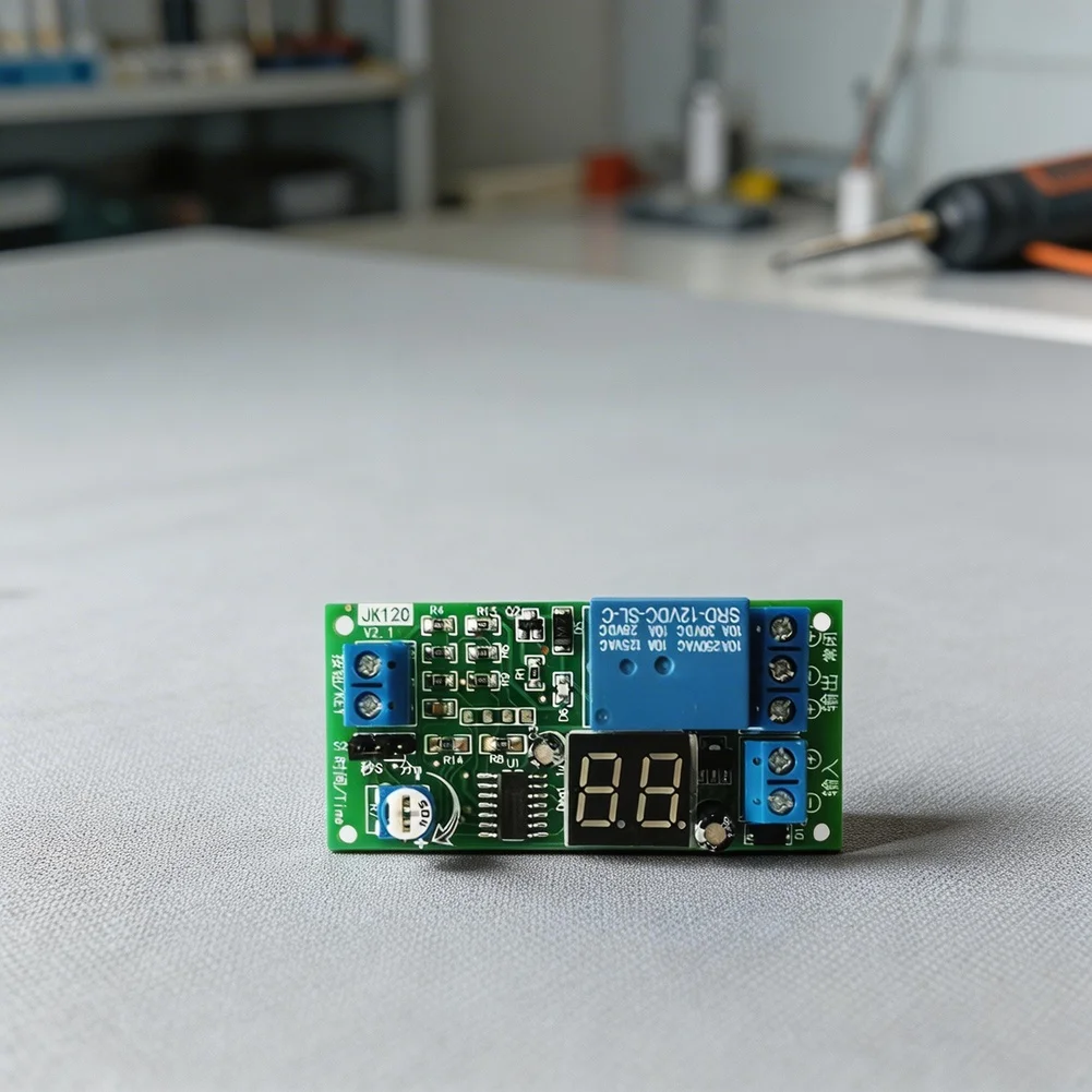 Digital Time Delay Relay 12V DC with Adjustable 1-99 Second or Minute Range and High-Visibility Display for Technical Use