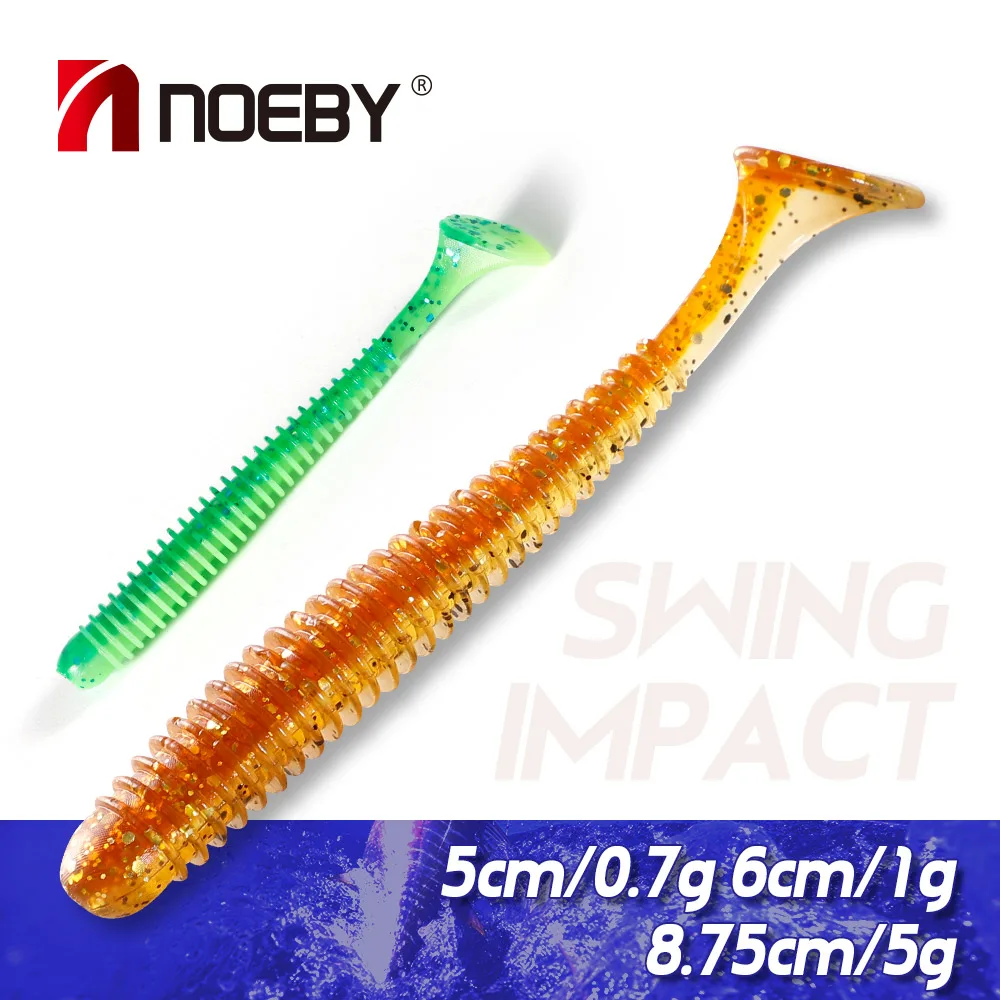 NOEBY Soft Lure Silicone Bait 50mm 60mm 75mm 87.5mm Grub Worms Paddle Tail Artificial Wobblers Pike Bass Bait Leurre Souple