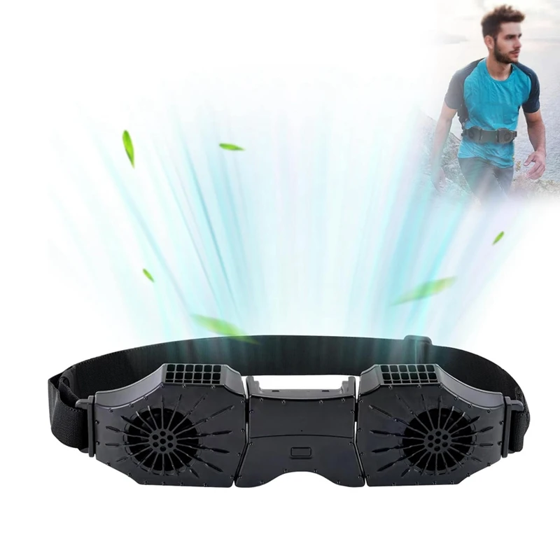 2 Air Vents Portable Waist Clip Fan With Adjustable Belt, 8000Mah Cool Fan, Waist Fan For Work Camping Travel Fishing