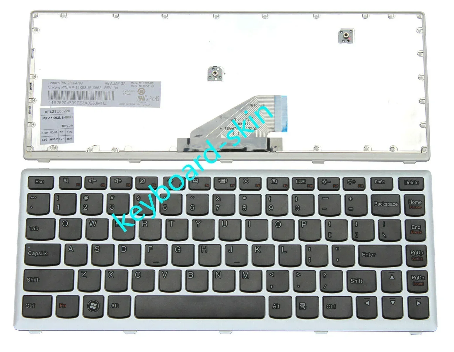 Nuevo teclado estadounidense con marco blanco y teclas negras para portátil Lenovo U310 U310-IFI MP-11K93US-6863 25204949 25208414