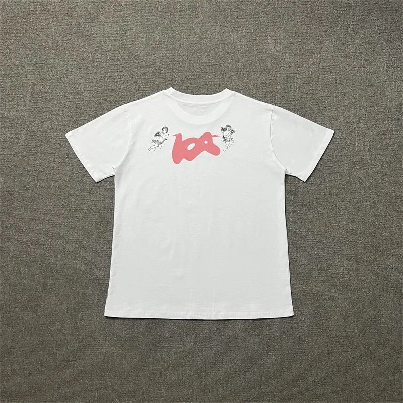 

Angel Print Ida.sply Men‘s Short Sleeves Oversized Women’s White Pure Cotton Casual T-Shirts