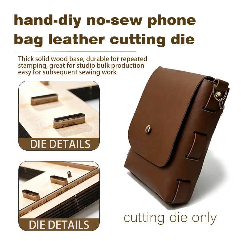 C319 No-Sew Leather Crossbody Bag DIY Wooden Handcraft Cutting Mold Small Satchel Leather Goods Die-Cutting Tool