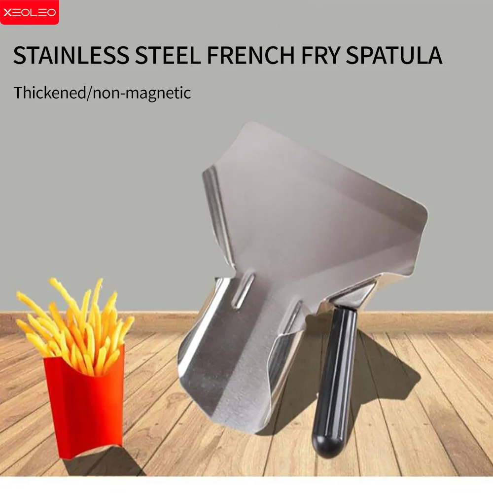 ตะหลิวสแตนเลส XEOLEO สำหรับเฟรนช์ฟรายส์ เกรดอาหาร ใช้สำหรับเฟรนช์ฟรายส์ ป๊อปคอร์น ตะหลิวทำขนมในครัว ด้ามจับเดี่ยว/คู่
