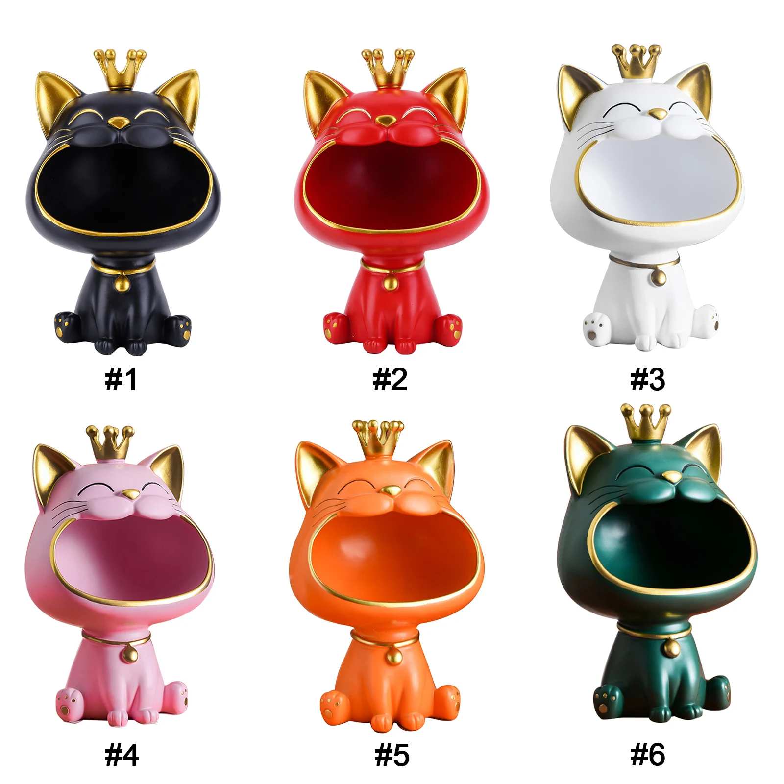 Lucky Cat Statue Decoration Resin Big Mouths Cat Statue Creative Laughing Cat Key Box Cute Desktop Storage Box