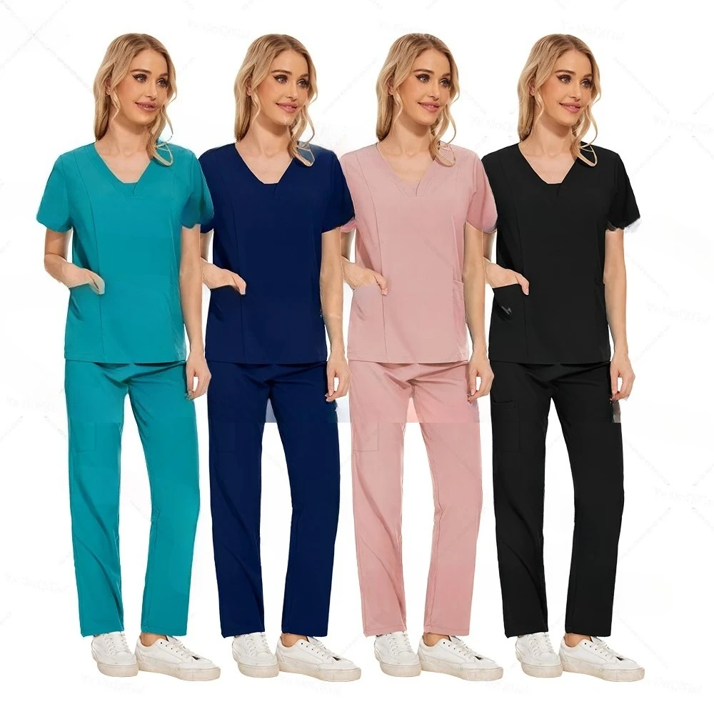 Anti-Wrinkle Premium Fabric Clinical Uniforms Washable Nurse Uniforms Medical Scrubs Sets Surgical Blouse Pockets Straight 2026