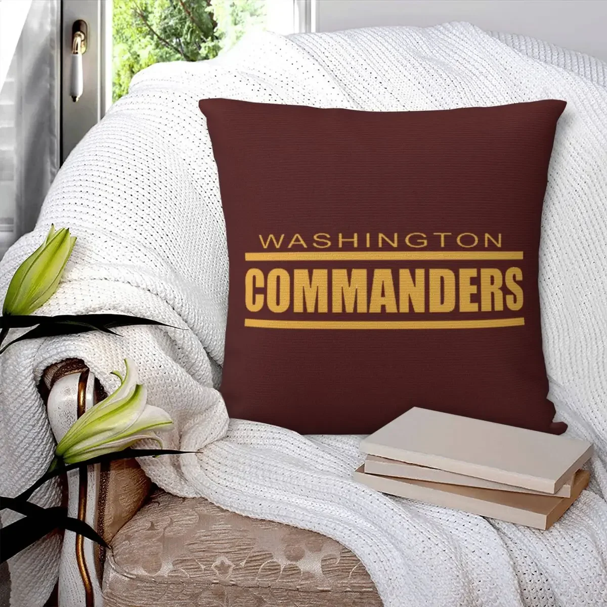 

Washington Commanders Square Pillowcase Pillow Cover Polyester Cushion Zip Decorative Comfort Throw Pillow for Home Living Room