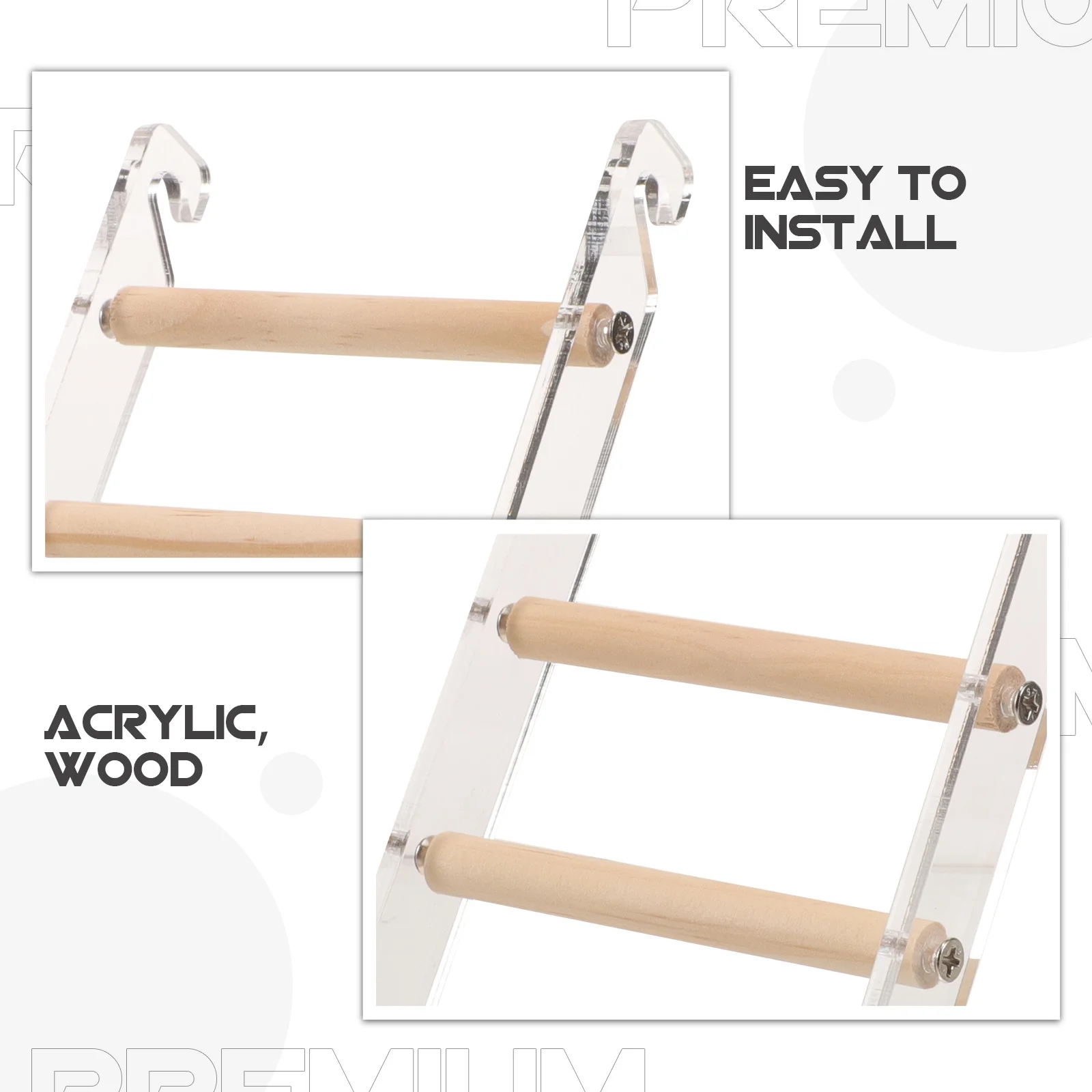 

Parrot Climbing Ladder Acrylic Wood Durable Multi-Layer Platform for Bird Cage Exercise Claw Grinding Ladder Parrot Toys