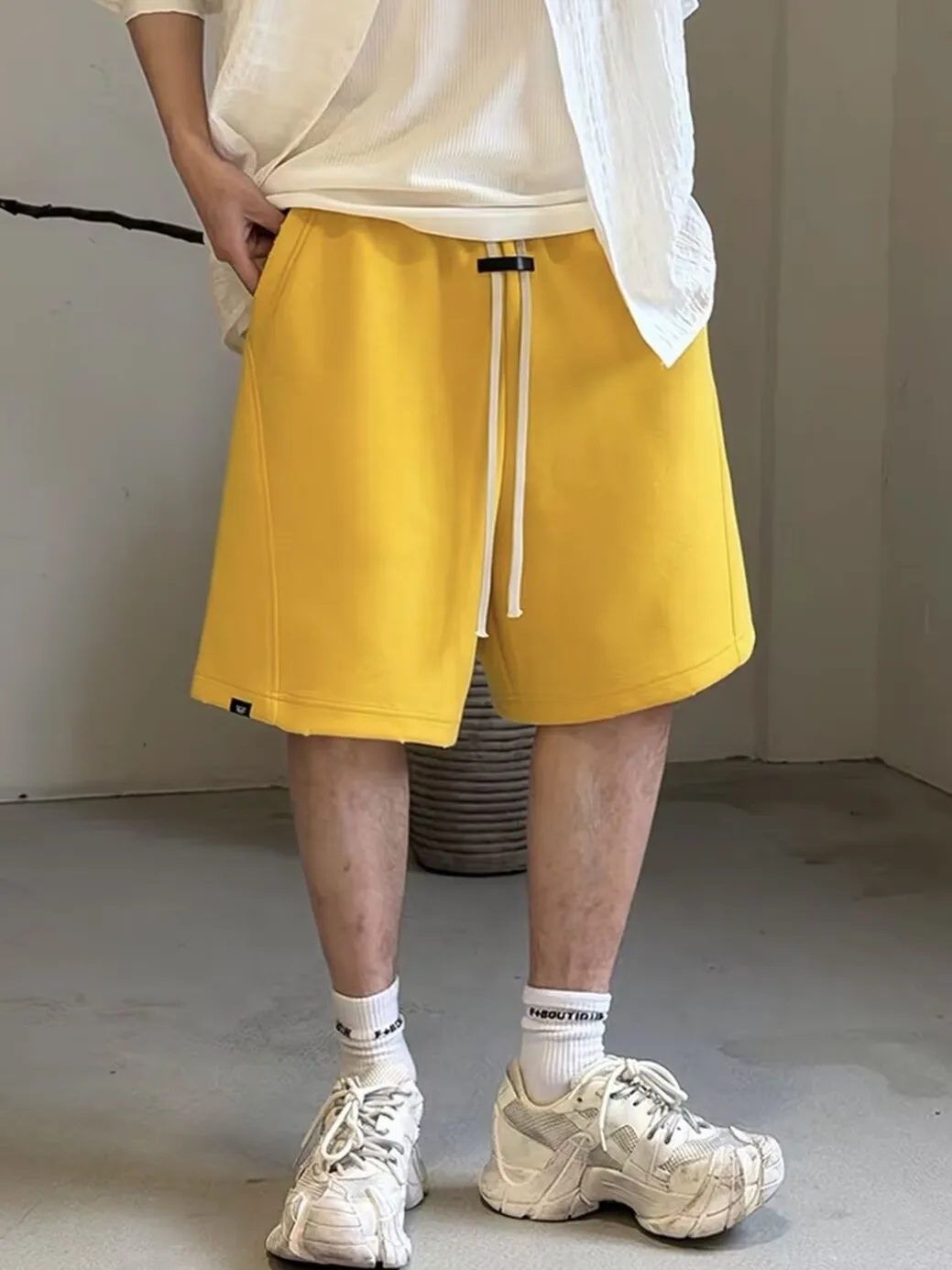 

Summer New American Style Casual Shorts Men's High Sensation Simple Loose Versatile Sports Five-Quarter Pants Three-acetate F...