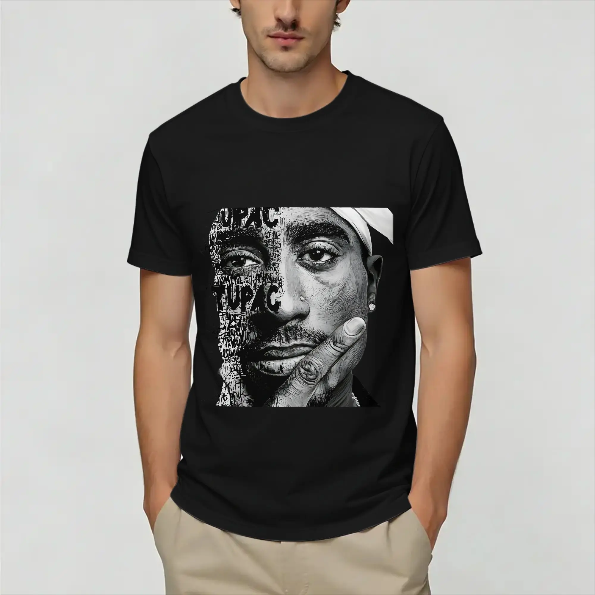 Casual Tupacs Music  T-Shirts for Men Crew Neck Pure Cotton T Shirt  Short Sleeve Tee Shirt 6XL Clothing
