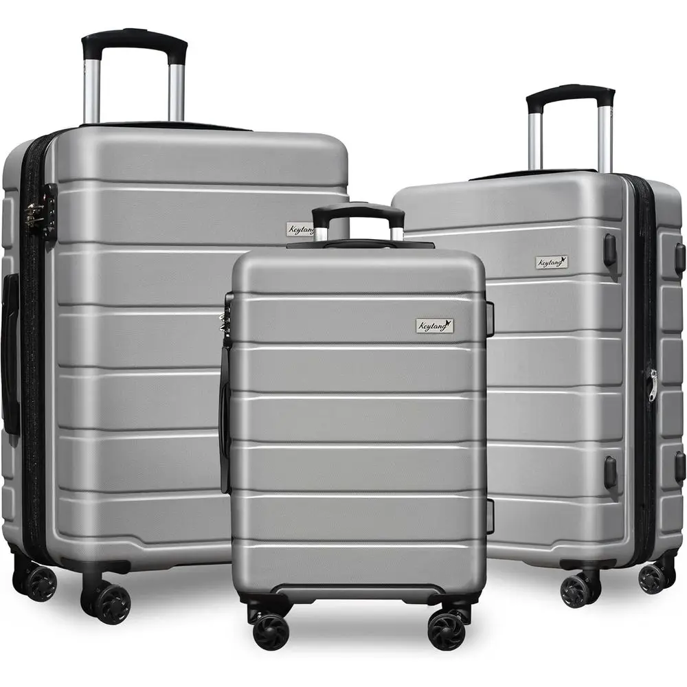 

Expandable 3-Piece Hardshell Luggage Set with TSA Lock, Spinner Wheels, Carry-On, Silver