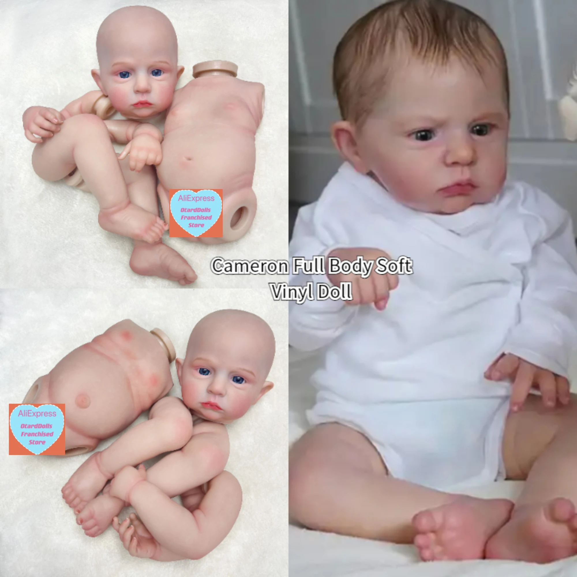 

18 Inch Cameron Handmade 3D Lifelike Bebe Reborn Doll Newborn Toy Boy Or Girl For Choose