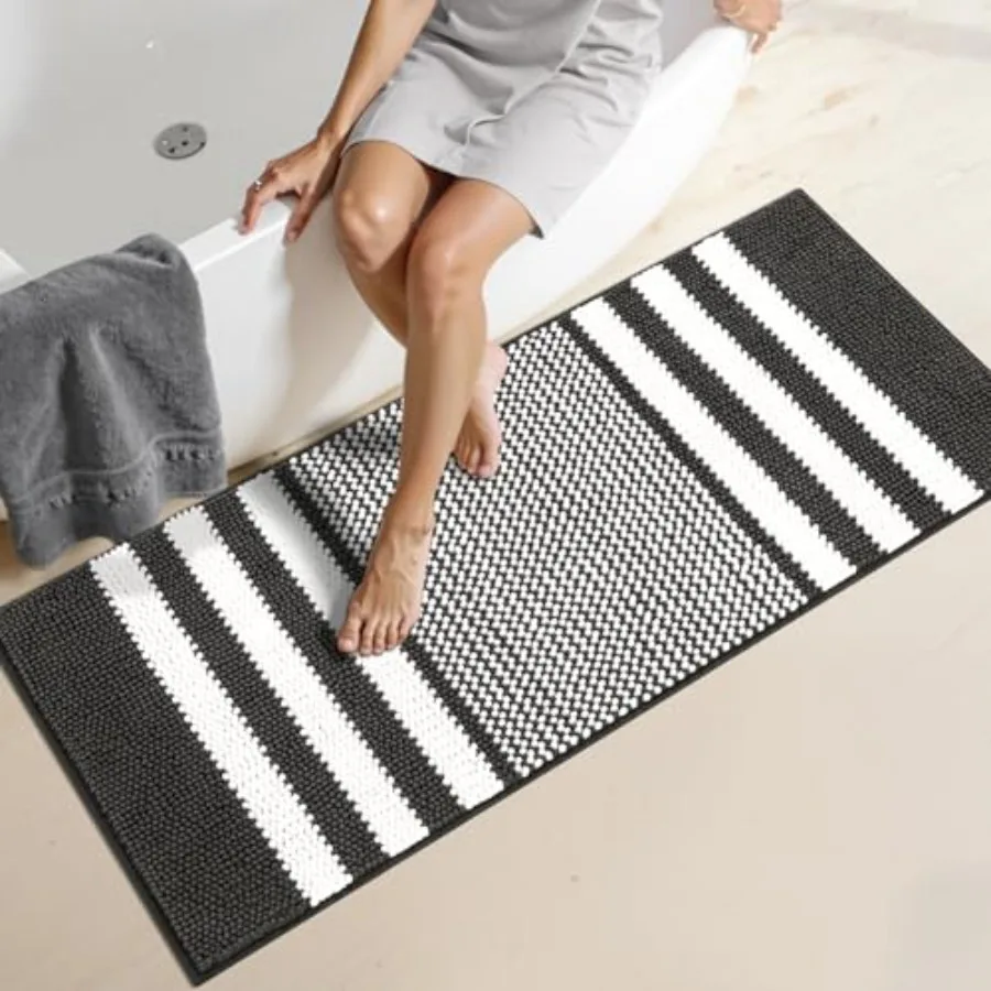 

Коврики для ванной 47x20 дюймов, очень мягкие, впитывающие, из ворсистого шенилла, с нескользящей основой, быстросохнущие, машинная стирка, современный дизайн