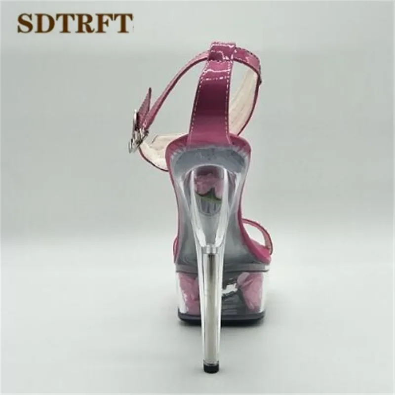 SDTRFT:35-45 46 estate zapatos mujer sandali con punta aperta 15cm tacchi sottili fiori piattaforma di cristallo scarpe da donna sexy pompe da sposa