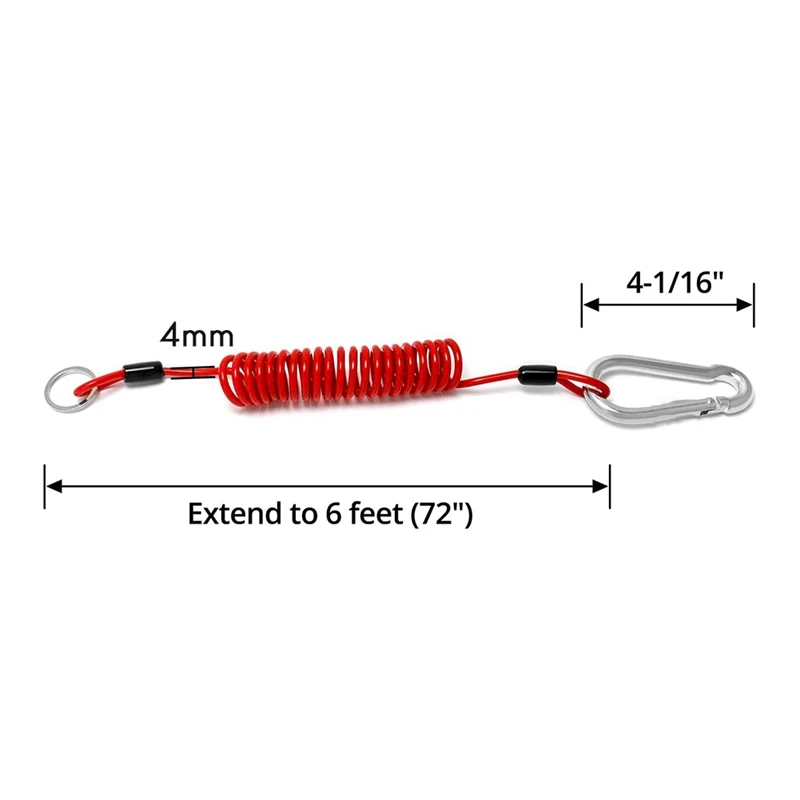 6FT Trailer Brake Away Cable, Trailer Breakaway Safety Cable Spring Towing Coiled Wire For RV Trailer Emergency 4Pack