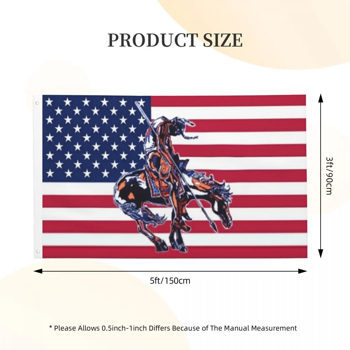 Trail Of Tears Indian Horse USA Flag Decor 3x5FT Vintage Indoor Fade Resistant Drapey