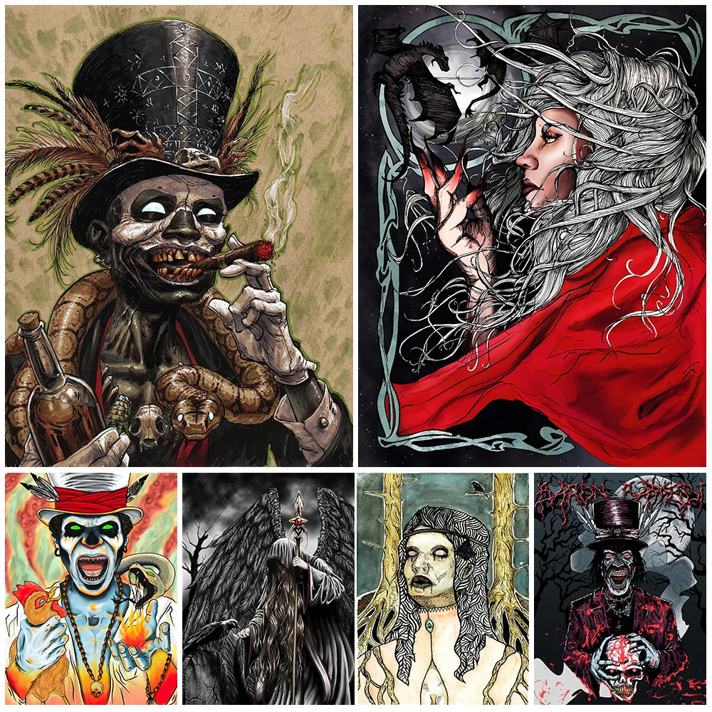 

The Voodoo Gods Baron Samedi Vintage Wall Art Canvas Painting Queen Of Shadows,Greek Goddess Of Spring Poster And Print Decor