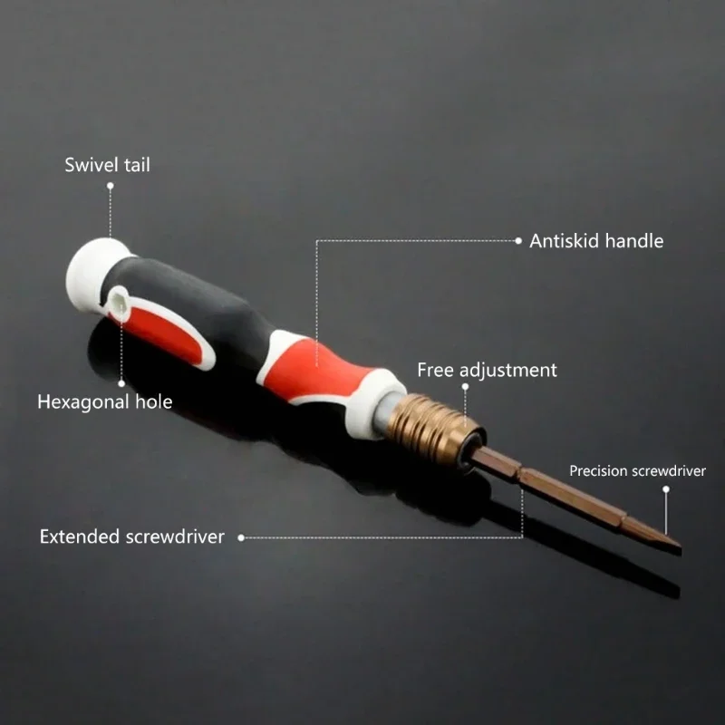 Professional Magnetic Screwdriver 2 in 1 Retractable Screwdriver Adjustable Screw Driver Handle Repair Tool