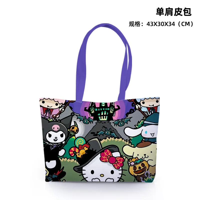 Sanurgente-Sac à main en cuir de grande capacité, série Halloween initiée, Hello Kitty Kuromi, sac à main mignon, cadeau de vacances, à la mode et de grande valeur