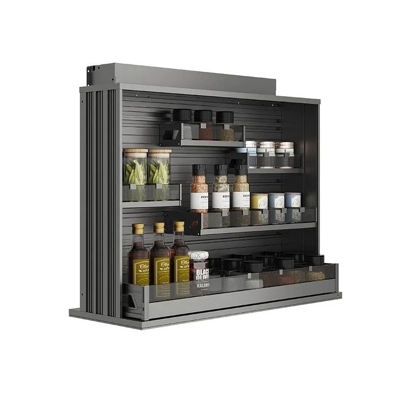 Kitchen hanging cabinet electric lift pull basket pull down intelligent voice voice control lift touch seasoning pull basket