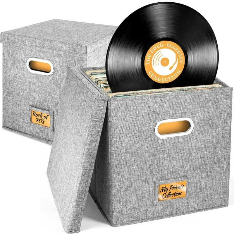 

Japanese Style Cotton Linen Fabric Storage Box Foldable Household Storage Box With Lid Vinyl Record Sorting Storage Box ZF879