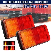 Fines 12V/24V 10 LED Dual Color Rear Brake Light Tail Light Turn Signal Indicator Stop Lamp for Car Truck Trailer  2Pcs