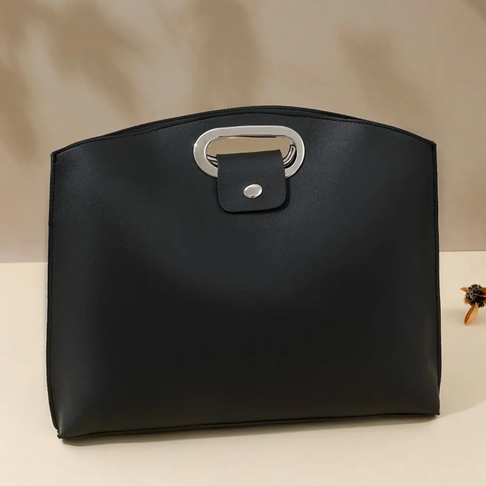 Casual PU Office Document Tote Bag Large Capacity Solid Color Computer Bag Handbag Laptop Bag File Bag Travel