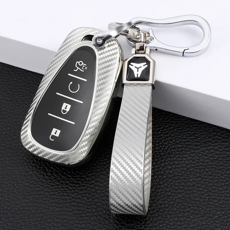 

Carbon Fiber Car Smart Key Cover Case for Chevrolet Cruze Camaro Malibu Equinox 2016 2017 2018 2019 Key Chain