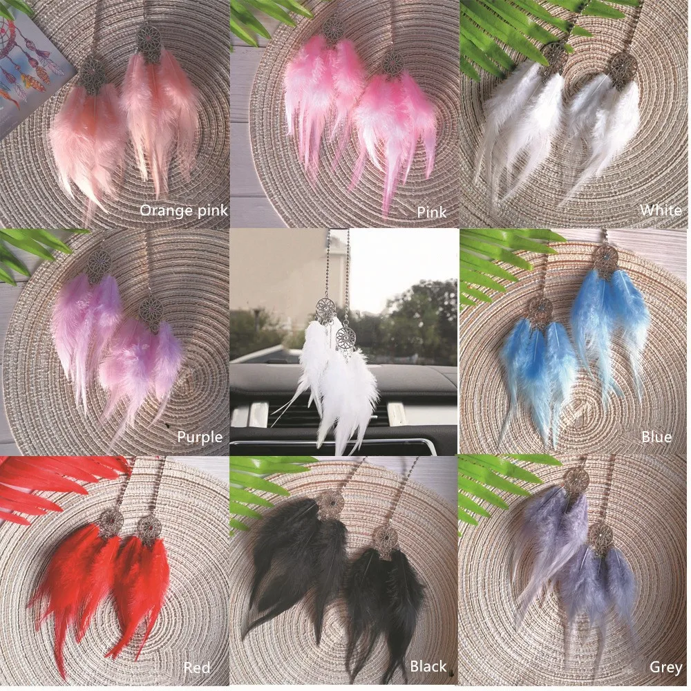 1PC Car Dream Catcher Accessory Interior For Girls Feather Mirror Hanging Pendant In Auto Ethnic Home Decor Lucky Car Ornament