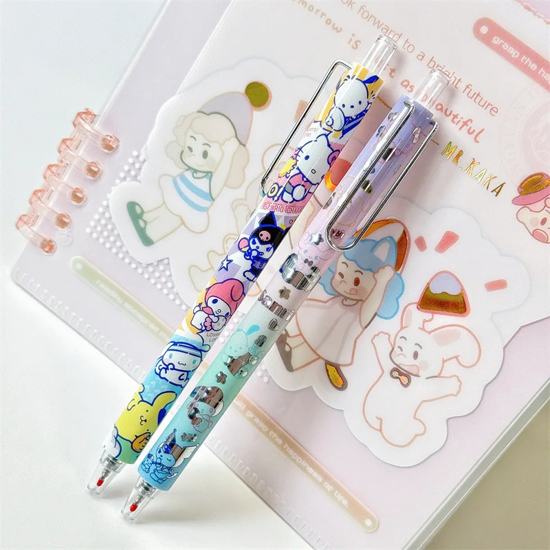 Imagem -03 - Sanrio Kuromi Minha Melody Gel Pen Desenhos Animados Bonito 0.5 mm Black Press Sign Pen Papelaria Estudante Atacado Embalagem Independente 24 Pcs