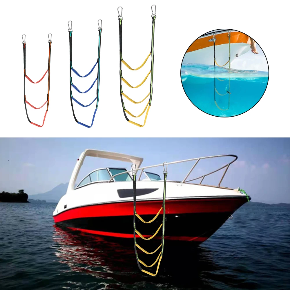 3/4/5 Step Boat Rope Ladder Boat Folding Ladder Portable Boarding Soft Ladder Yacht Boat Side Hanging Ladder Boat Accessories