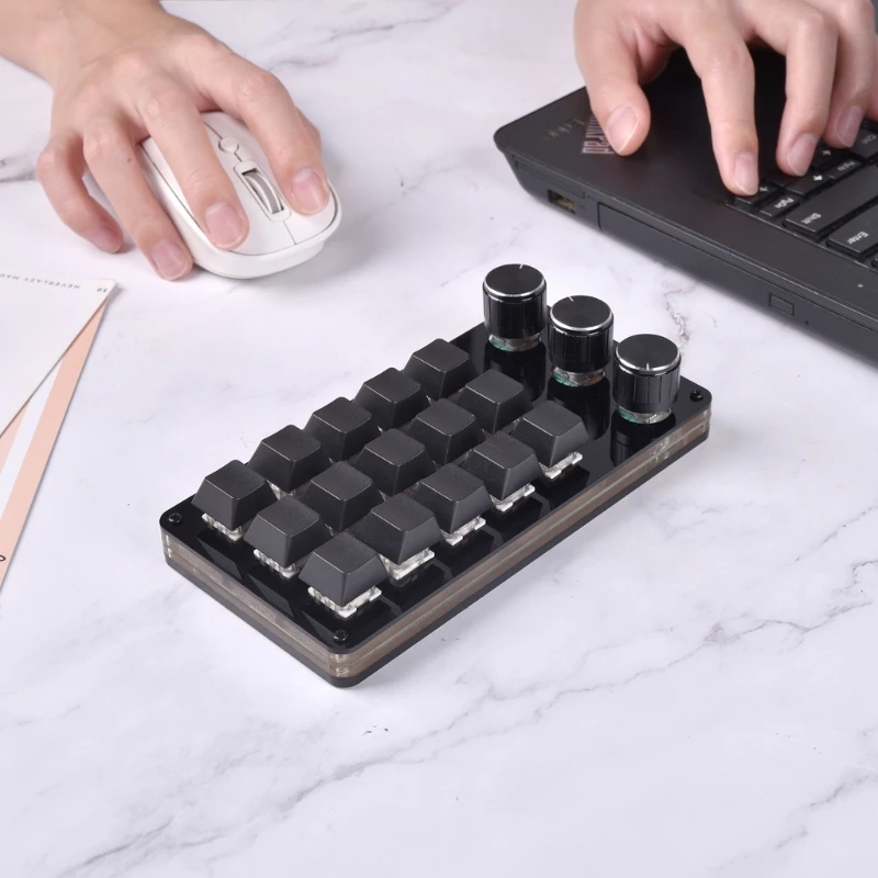 Macro Keyboard Programming Keypad 15 Key 3 Knob Mechanical Keyboard Mini Button Pad For Hot Swap Gaming DIY Keypad