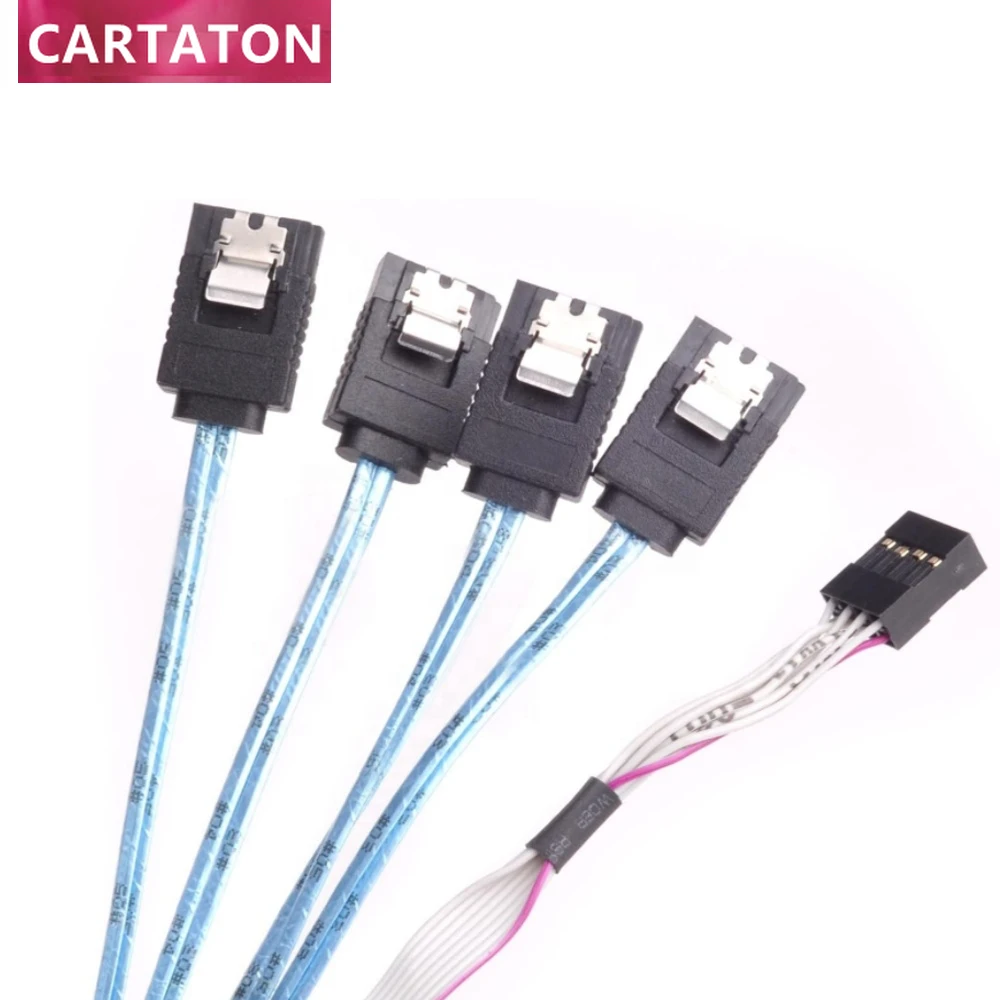 Internal Mini SAS HD SFF-8643 to 4 SATA 7-Pin with Sideband Data Cable