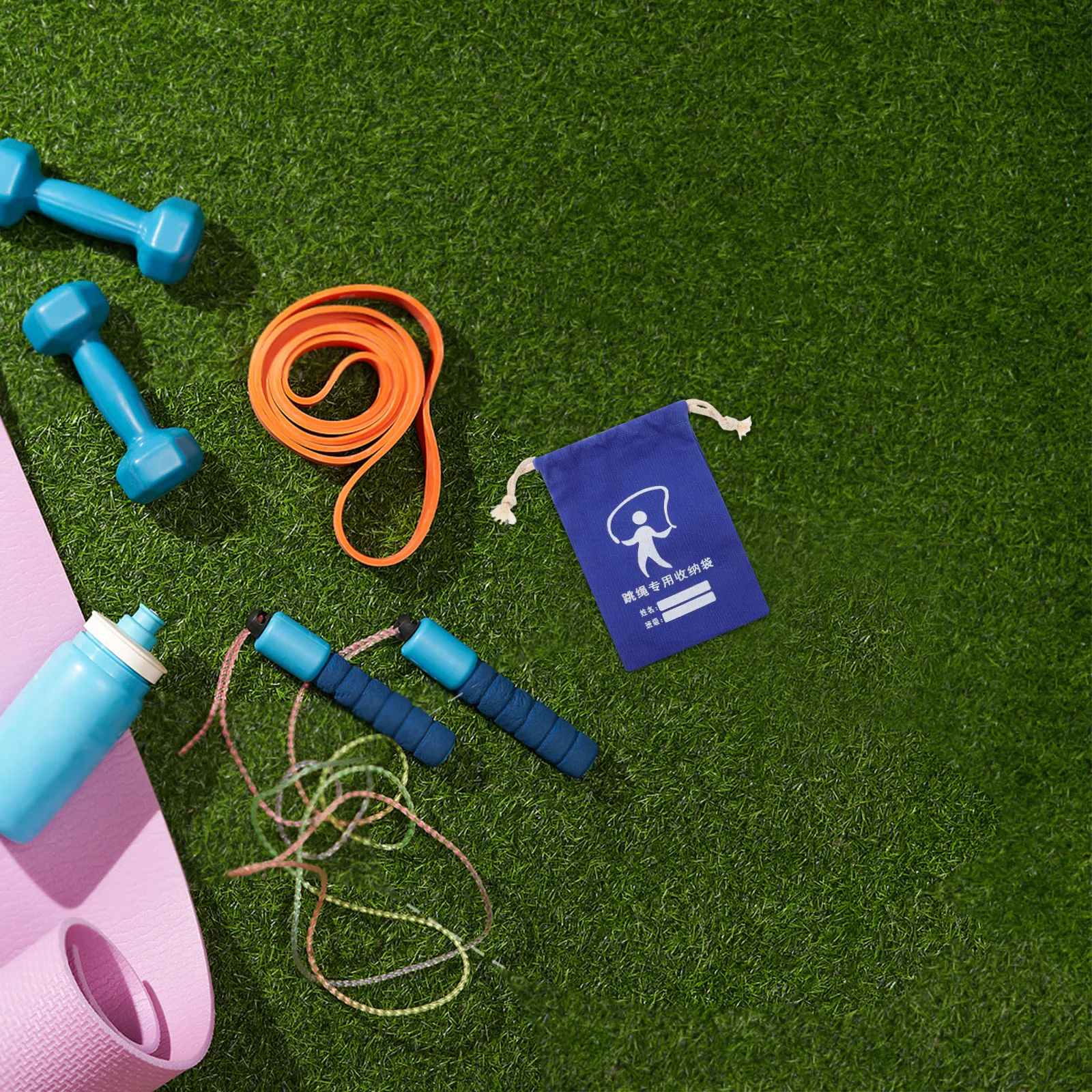 

Versatile Canvas Drawstring Bag for Kids Jump Rope Storage Stationery Water Bottle Gymnastics Sports Exercise Sundries Organizer