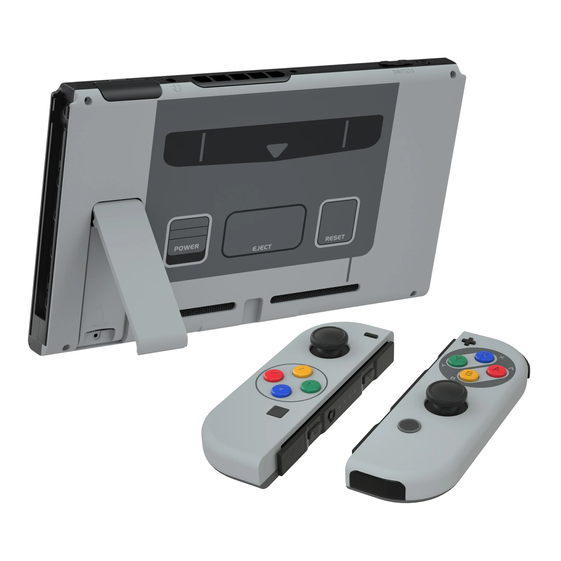 eXtremeRate Guscio dell\'alloggiamento della piastra posteriore della console con motivi personalizzati con set completo di pulsanti per Nintendo