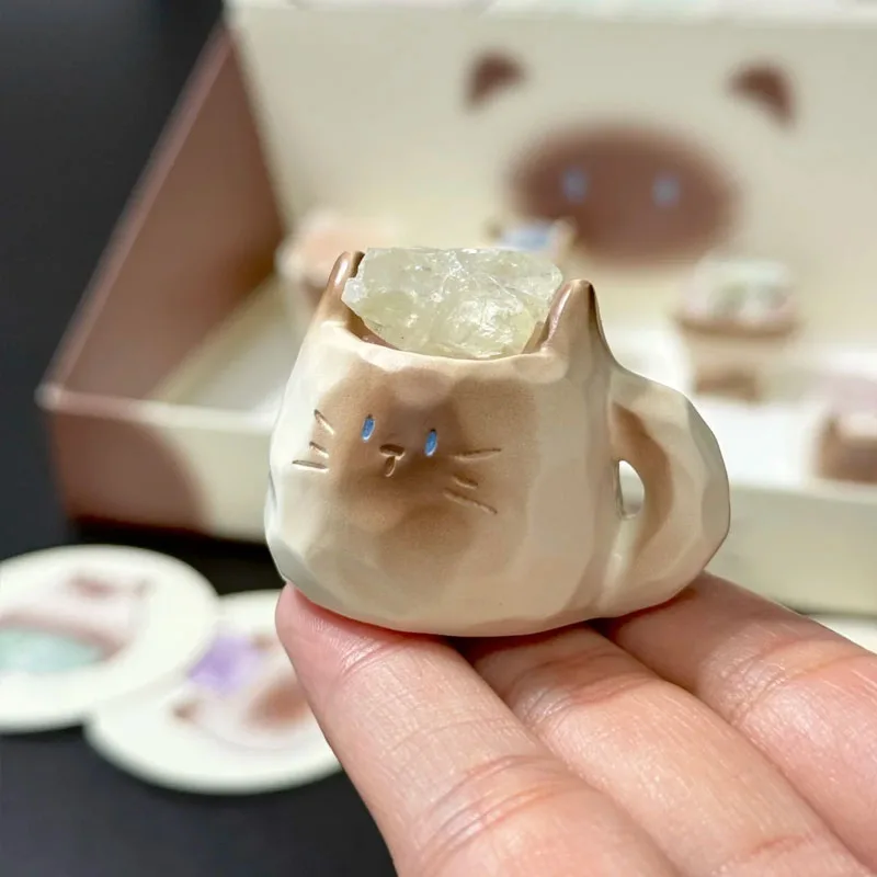 Scatola cieca per gatti in cristallo PAL |   Scatole il tuo fascino fortunato! Simpatica mini statuetta per scrivania e decorazione auto. Regalo Purrfect per gli amanti dei gatti.