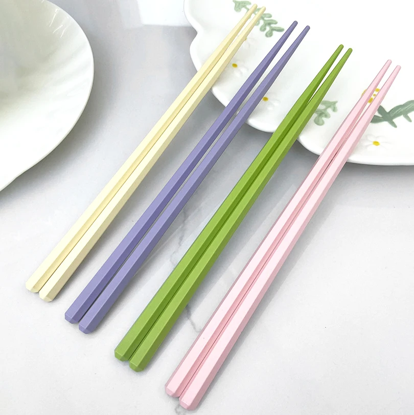 

5Pairs Macaron Color Chopsticks Set Alloy Tableware Utensils Anti-Slip Durable Sushi Chopsticks Wedding Restaurants Chopsticks