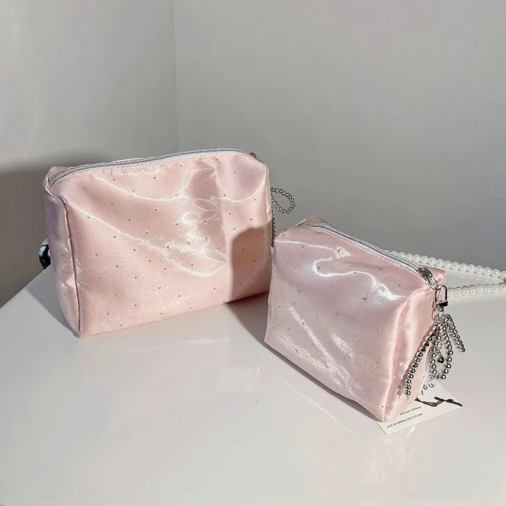 Fashion Rhinestone Small Makeup Bag Beaded Bowknot Multi-purpose Cosmetic Bag Storage Bag Travel