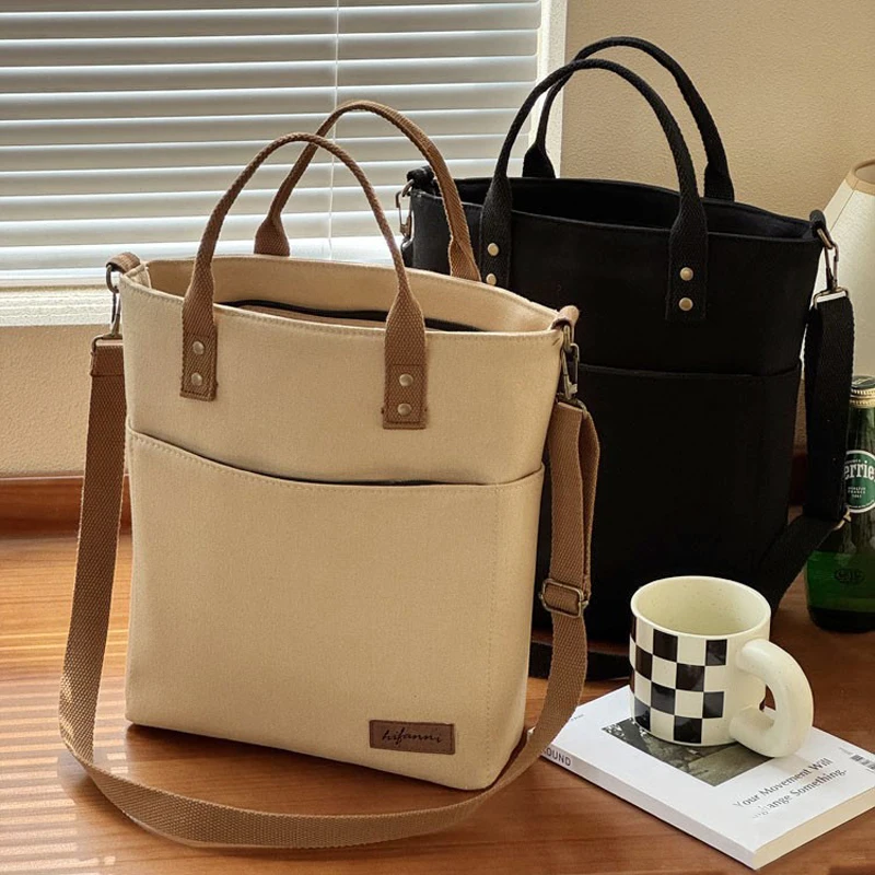 

Hylhexyr Square Thickening Handbag Simple Commuting Canvas Shoulder Bag Student Casual Tote Student Crossbody Bags
