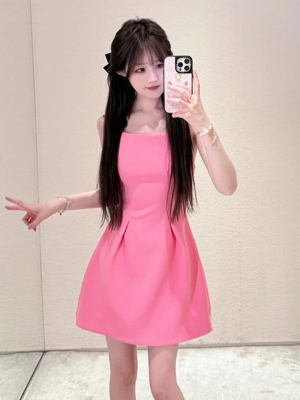 Frühling Sommer Neue Süße Sli ort Svel Plissee Wrap Hohe Taille A-Linie Dr für Junge Frauen 8-29 Jahre alt