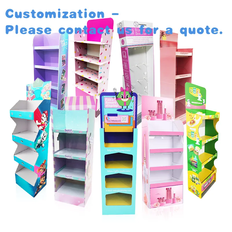 custom.Customized Corrugated Paper Display Stand Retail Stores Floor Cardboard Display Stands Cosmetics Food Electronic Prod