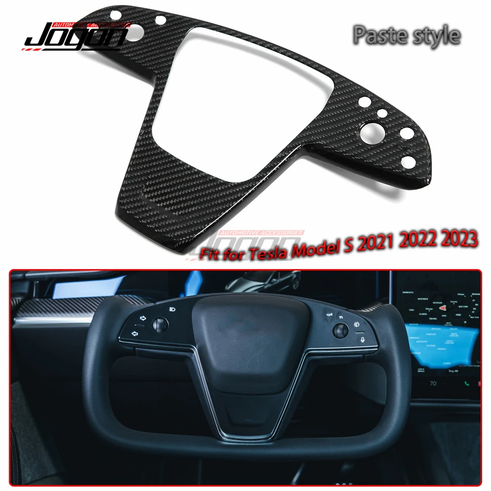 

For Tesla Model S 2021 2022 2023 Carbon Fiber Interior Protective Steering Wheel Strip Sticker Steering Wheel Frame Cover Trim