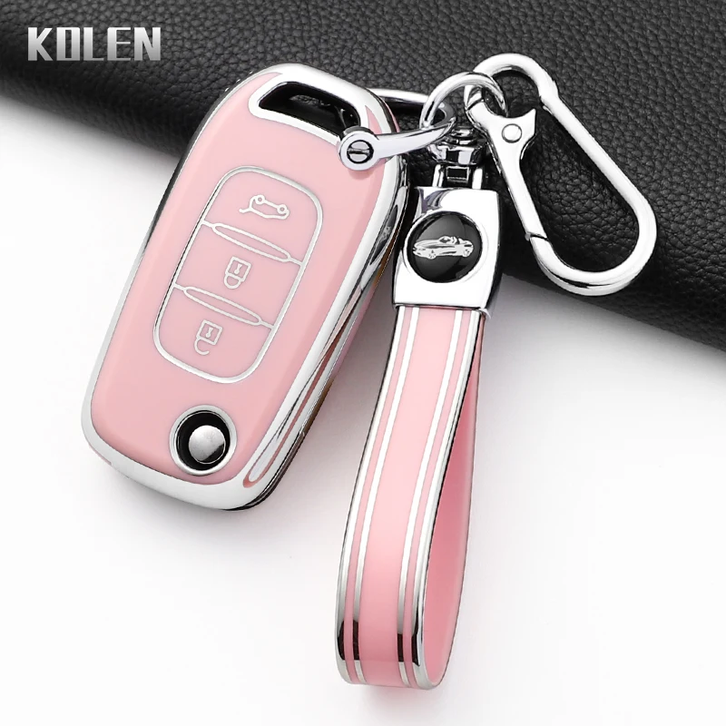 Moda tpu carro dobrável chave caso capa para renault kadjar captur megane sandero stepway logan clio 5 arkana kwwid escudo protegido